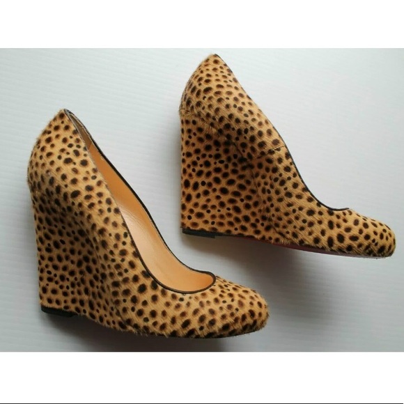 Christian Louboutin Cheetah Pony Hair Wedge / Size 36 / Authentic Heel - Picture 4 of 12